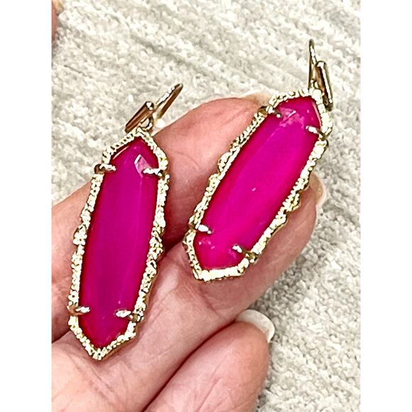 Kendra Scott "Mystic Bazaar" Pink Agate Francie Earring Gold Tone Setting RARE - Picture 5 of 7